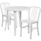Emma and Oliver Commercial Grade 30" Round Metal Indoor-Outdoor Table Set & 2 Slat Back Chairs